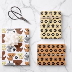 Ensemble de papier d'emballage Petits chiens & emp
