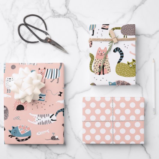 Ensemble de papier d'emballage pour chats Crazy Cu (Recto)