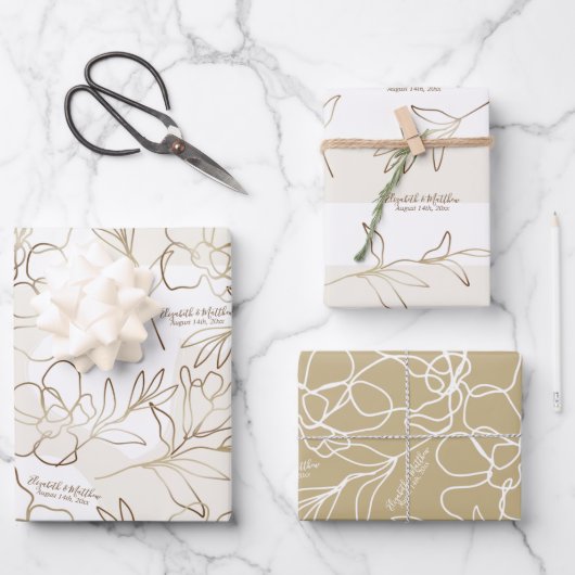 Ensemble de papier d'emballage pour mariage, fête  (Recto)