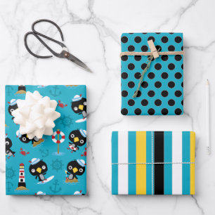 Ensemble de papier d'emballage sur la vie marine d