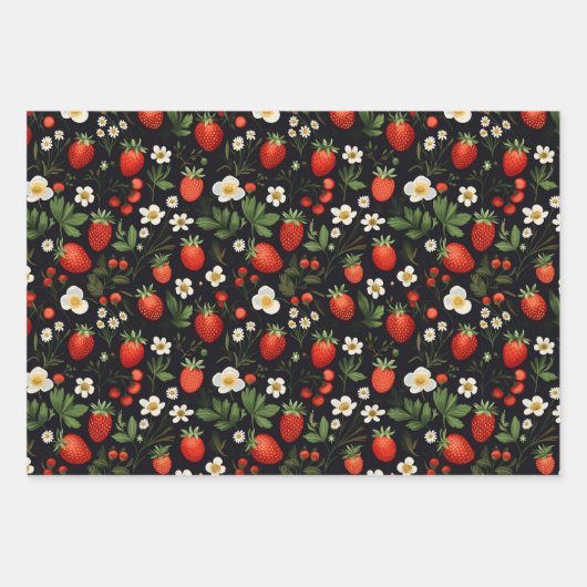 Ensemble de papier d'enrobage de fraises enchanté (Devant 2)