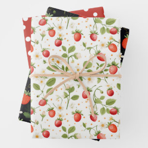 Ensemble de papier d'enrobage de fraises enchanté