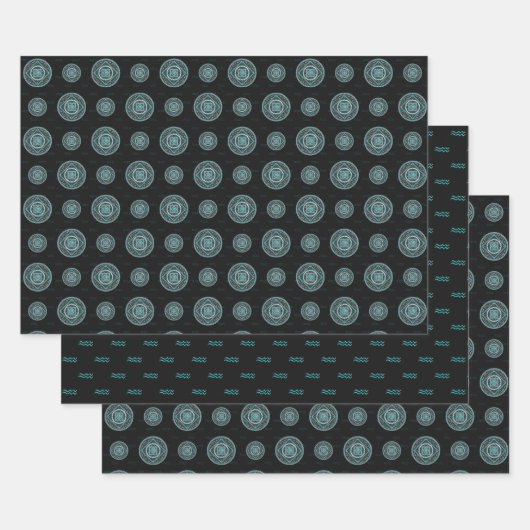 Ensemble de papier d'enveloppement Aquarius Mandal (Lot)