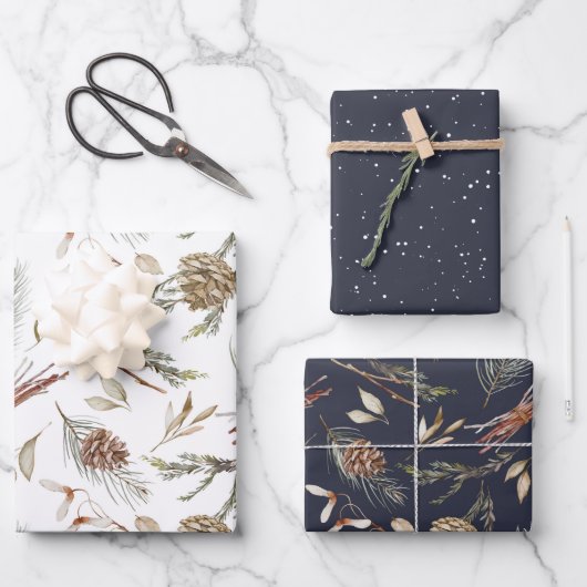 Ensemble de papier d'enveloppement de pinecone d'h (Recto)