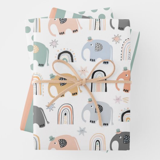 Ensemble de papier d'enveloppement d'éléphants et (En situation)