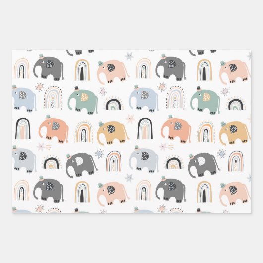Ensemble de papier d'enveloppement d'éléphants et (Devant)