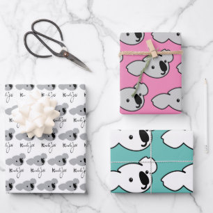 Ensemble de papier d'enveloppement Koala Jo