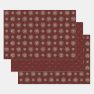 Ensemble de papier d'enveloppement Mandala Aries