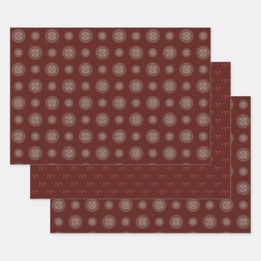 Ensemble de papier d'enveloppement Mandala Aries (Lot)