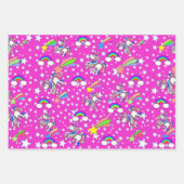 Ensemble De Papier D'Enveloppement Unicorne Rose E (Devant 3)