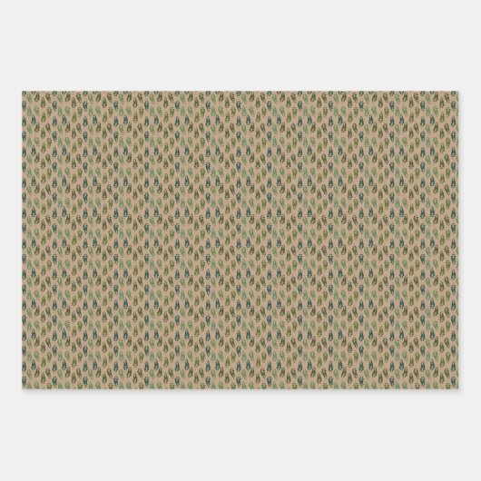 Ensemble de papier motif Feuille vert (Devant 2)