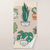 Ensemble de plantes de maison mignons dans des pot (Serviette de bain)