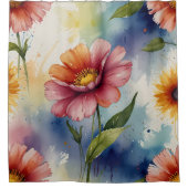 Ensemble de rideau de douche floral pastel (Devant)