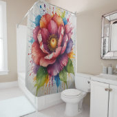 Ensemble de rideau de douche Floral Pastel (En situation)