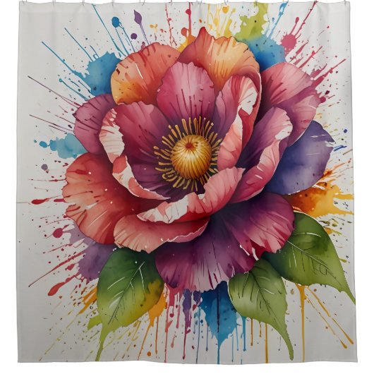 Ensemble de rideau de douche Floral Pastel (Devant)