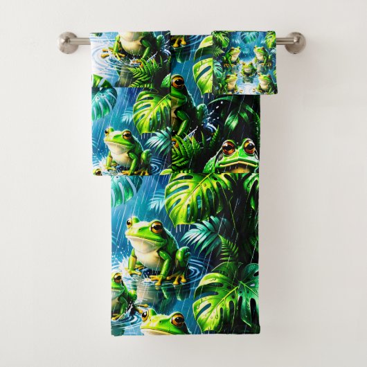 Ensemble de serviette de bain amusant pour grenoui (En situation)