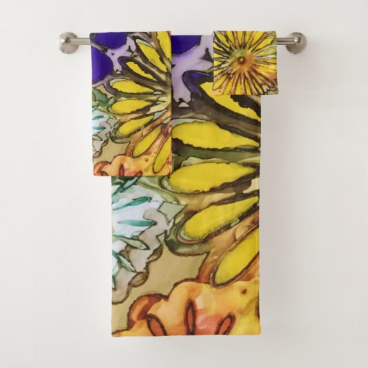 Ensemble de serviette de bain de flower power (En situation)