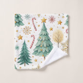 Ensemble de serviette de bain sapins de Noël tenda (Gant de toilette)