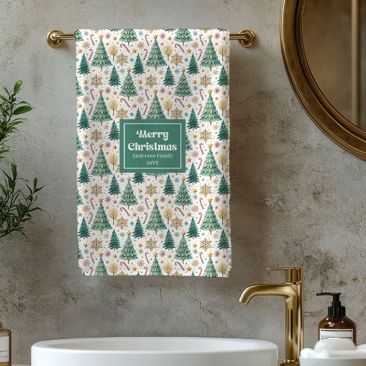Ensemble de serviette de bain sapins de Noël tenda
