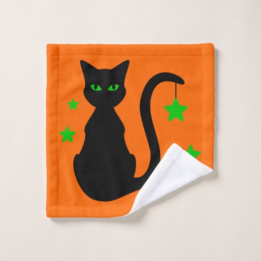 Ensemble de serviette de Bath de chat noir (Gant de toilette)