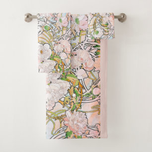 Ensemble de serviette de Bath de fleurs de pivoine