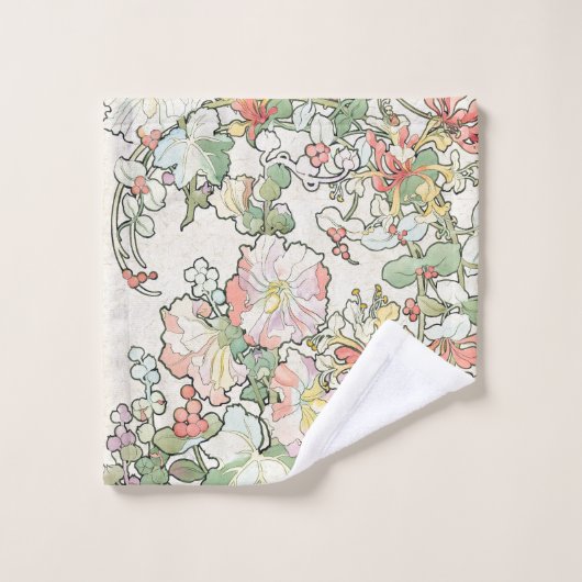 Ensemble de serviette de Bath de fleurs de rose (Gant de toilette)