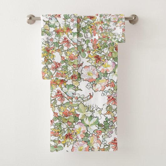 Ensemble de serviette de Bath de fleurs de rose (En situation)
