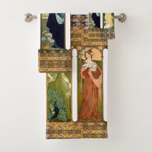 Ensemble de serviette de Bath de fleurs d'oiseaux (En situation)