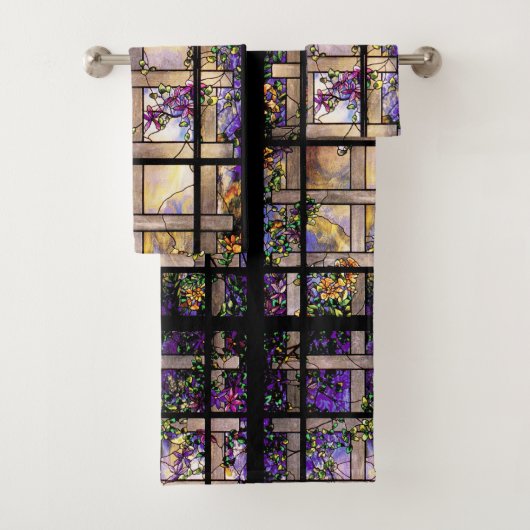 Ensemble de serviette de Bath de fleurs en verre (En situation)