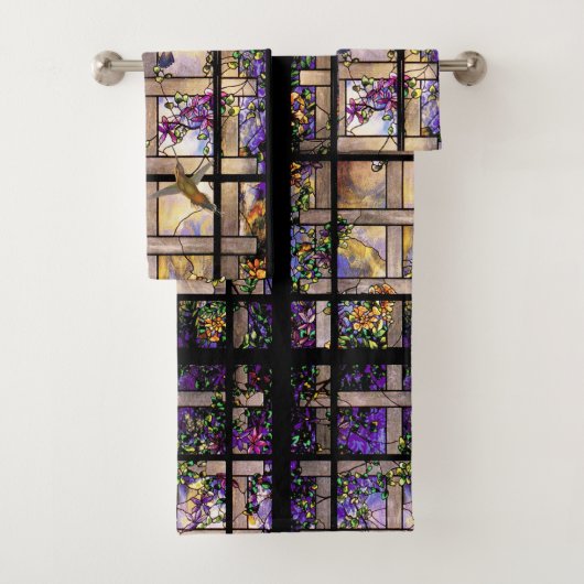 Ensemble de serviette de Bath de fleurs en verre (En situation)