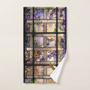 Ensemble de serviette de Bath de fleurs en verre