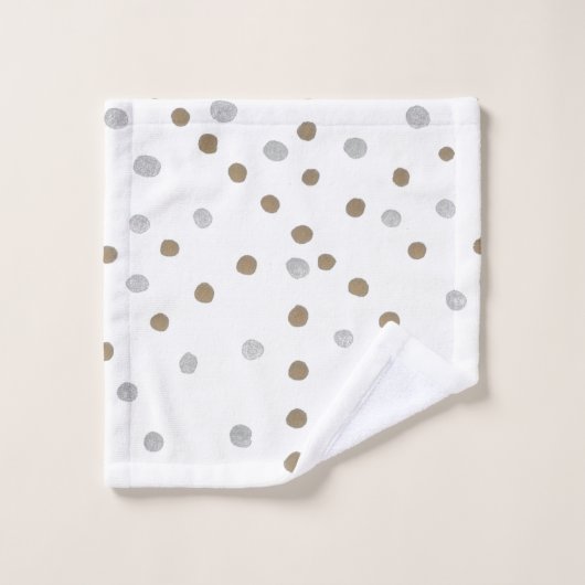 Ensemble de serviette de Bath de pois d'argent et (Gant de toilette)