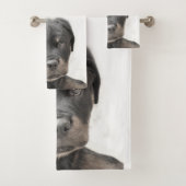 Ensemble de serviette de chiot de rottweiler (En situation)