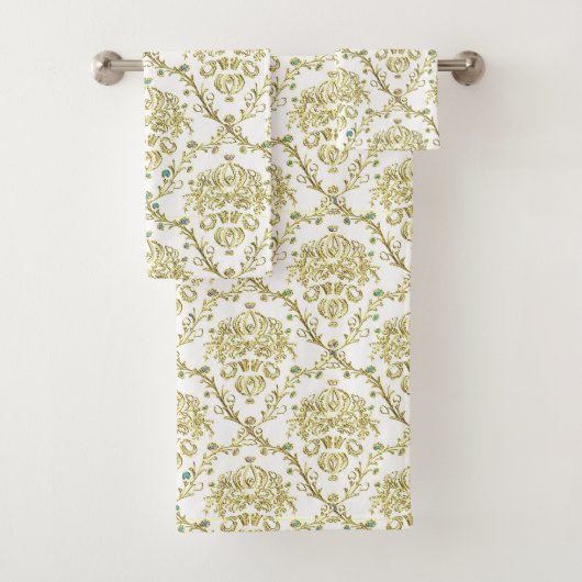 Ensemble de serviette de damassé d'or blanc (En situation)