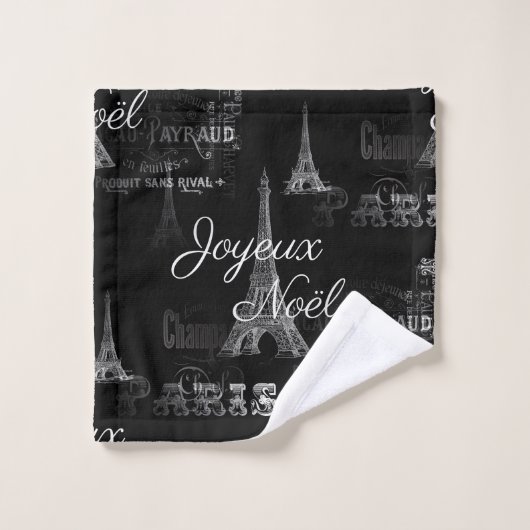 Ensemble de serviette de noir de Noël de Paris (Gant de toilette)