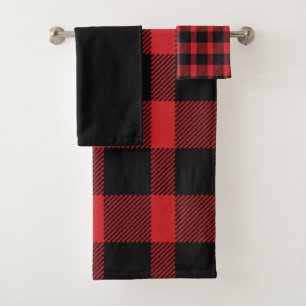 Ensemble de serviette de plaid de Buffalo rouge et
