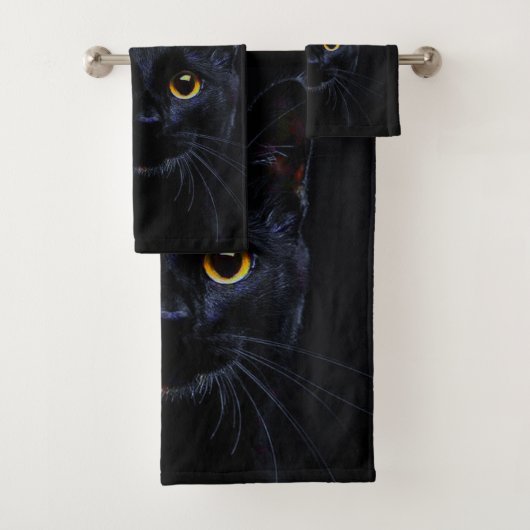 Ensemble de serviette de salle de bains de chat (En situation)