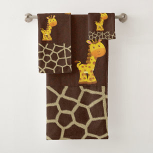 Ensemble de serviette de salle de bains de girafes