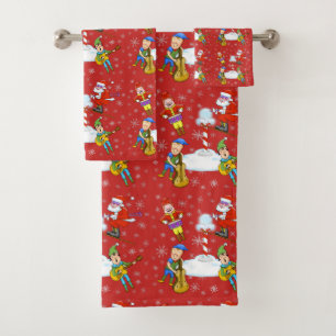 Ensemble de serviette de salle de bains de Noël