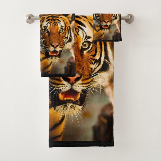 Ensemble de serviette de salle de bains de tigre (En situation)