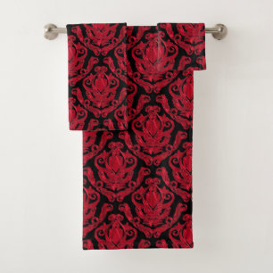 Ensemble de serviette d'impression de damassé de