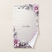 Ensemble de serviettes à cadre floral rose (Serviette à main)