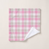 Ensemble de serviettes à carreaux rose et gris (Gant de toilette)