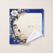 Ensemble de serviettes à embellissement floral ble (Gant de toilette)