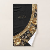 Ensemble de serviettes à fleurs dorées ornées (Serviette à main)
