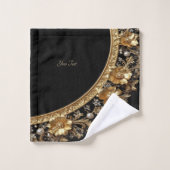 Ensemble de serviettes à fleurs dorées ornées (Gant de toilette)
