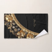 Ensemble de serviettes à fleurs dorées ornées (Serviette à main)