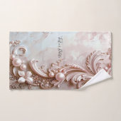 Ensemble de serviettes à fleurs et perles ornées r (Serviette à main)