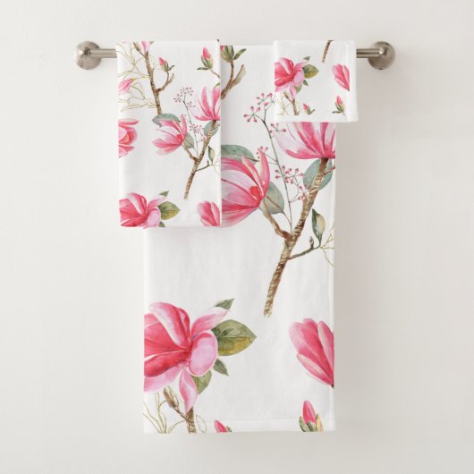 Ensemble de serviettes à fleurs roses, Jolies fleu (En situation)