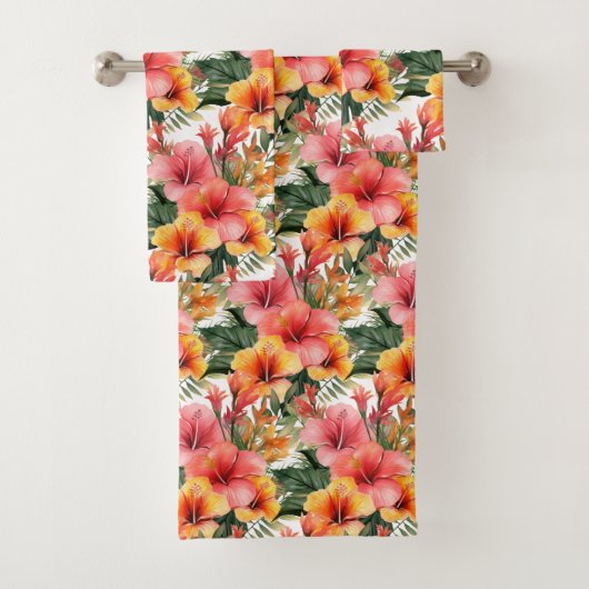 Ensemble de serviettes à fleurs tropicales pour Hi (En situation)